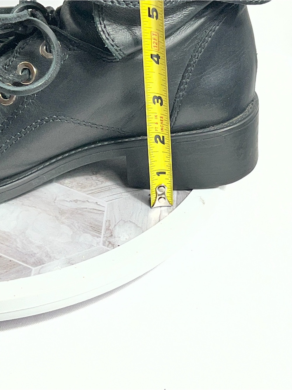 Zara Basic Collection Black Leather Combat Ankle Boots Women’s US 6 EU 36 - Picture 6 of 11